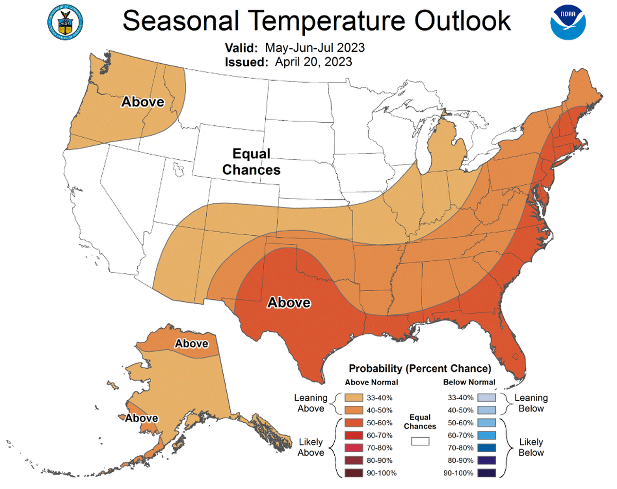 Despite a colder-than-average March, temperatures should warm up to above average in the Pacific Northwest this spring and early summer.
