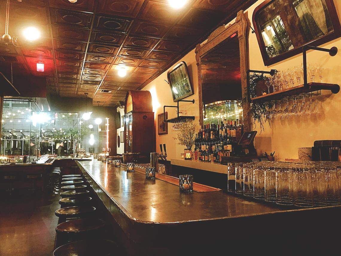 Much of the interior at Little Pearl was repurposed from Rye, a longtime restaurant in Brooklyn.