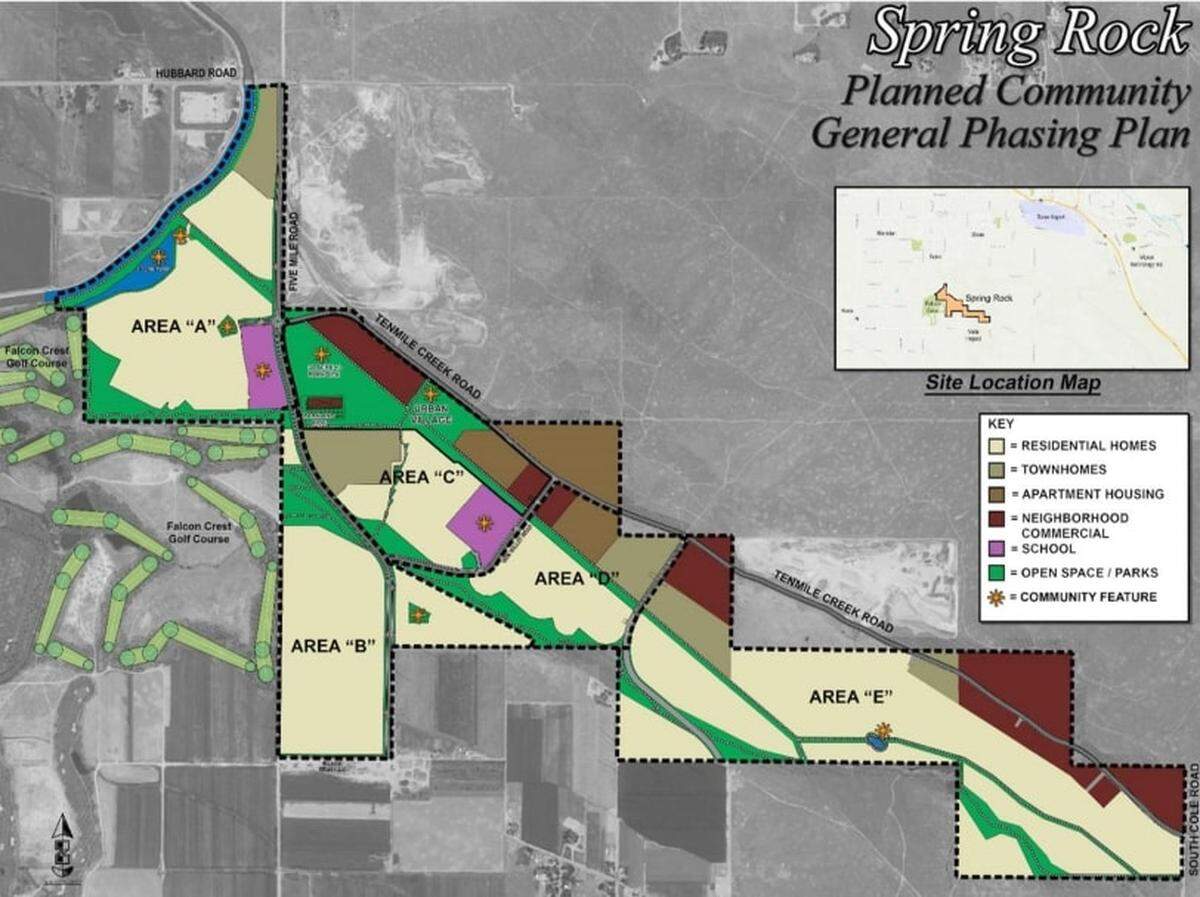 The Spring Rock Subdivision would be self-contained, with schools, sewer treatment and parks.