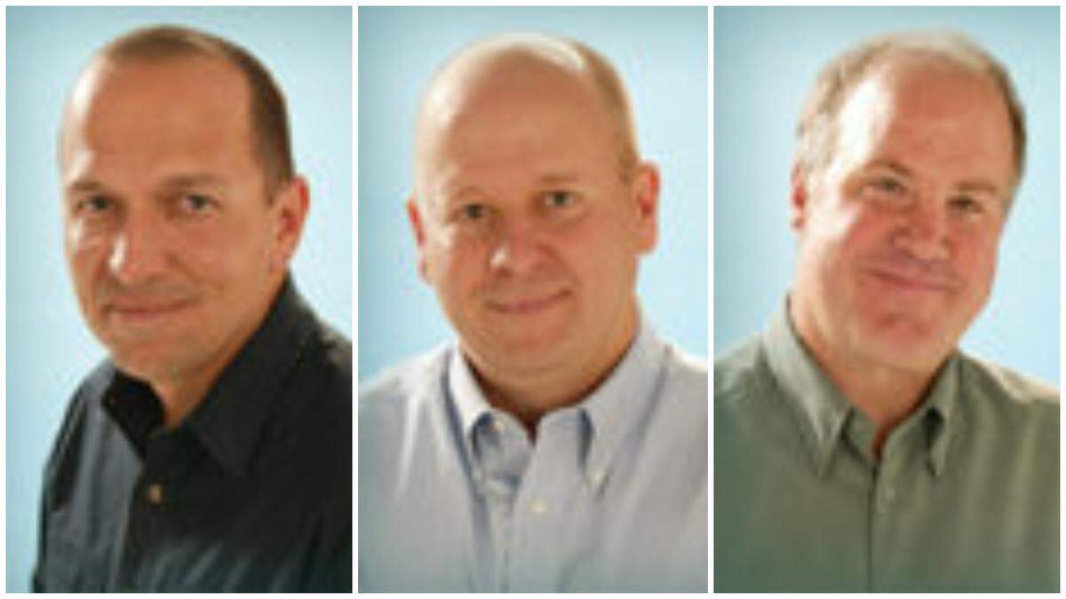 Michael Boren, left, his brother David Boren, center, and Doug Bates, right, founders of Boise’s Clearwater Analytics and members of the company’s seven-member board.