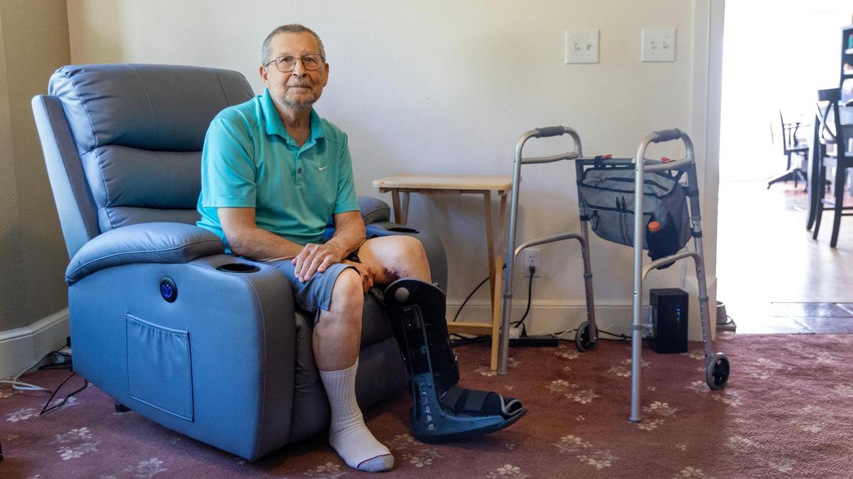 Stephen Allgeier, 73, of Boise, is homebound with a broken foot after he was hit by a vehicle at 11th Street and State streets in July. Allgeier was crossing State Street to attend his regular group fitness class at Downtown Boise YMCA.