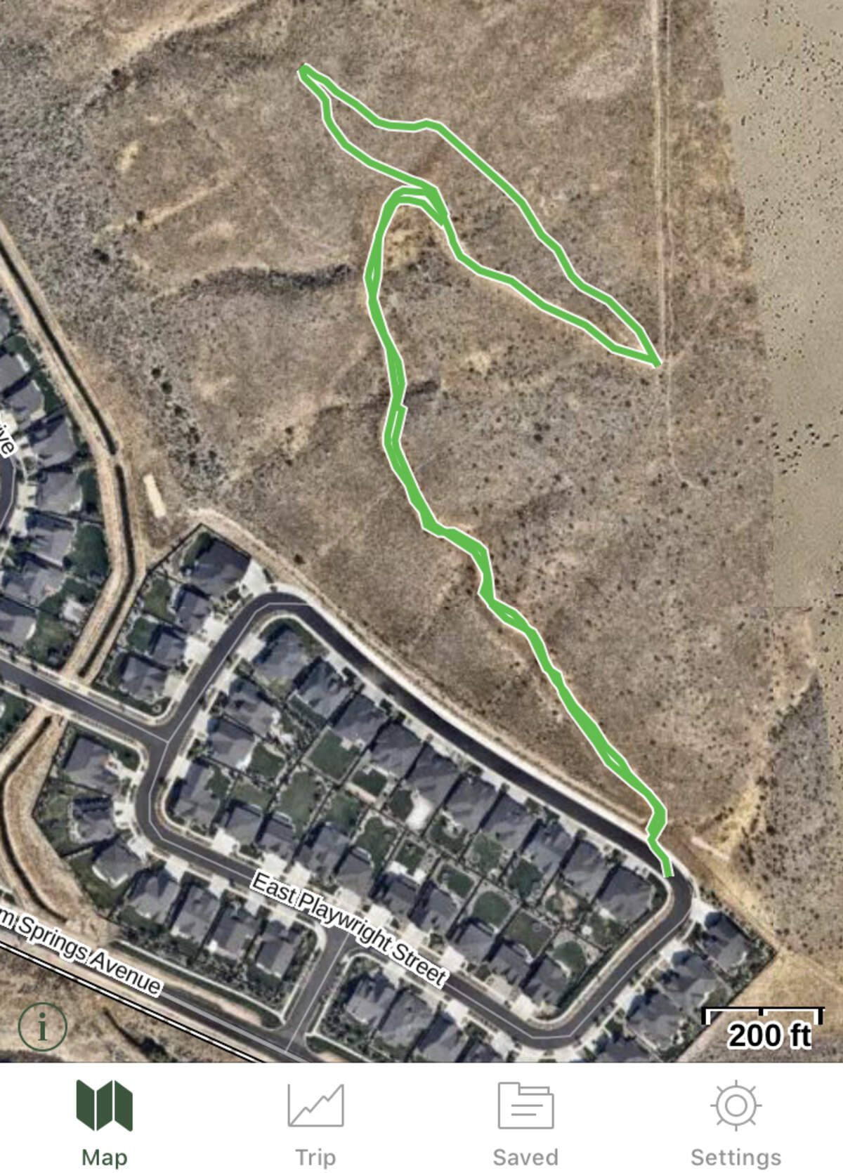 Here’s what the Peace Valley Overlook Reserve trail looks like, as tracked by the Gaia GPS app.