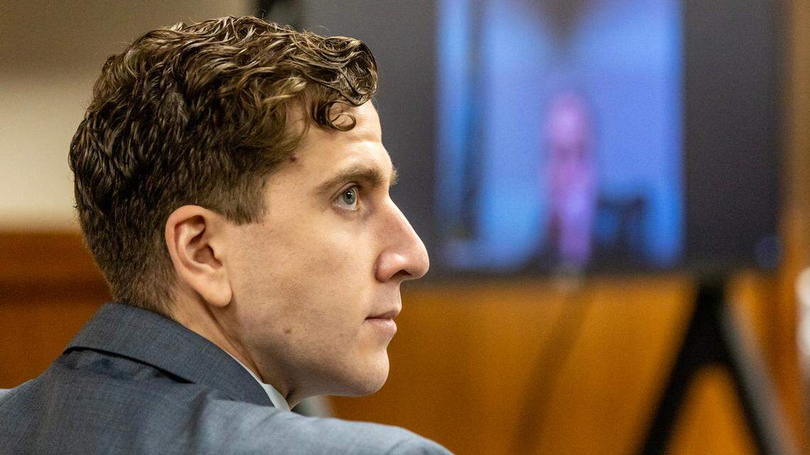Bryan Kohberger listens to court proceedings during a pretrial hearing Friday at the Latah County Courthouse in Moscow.