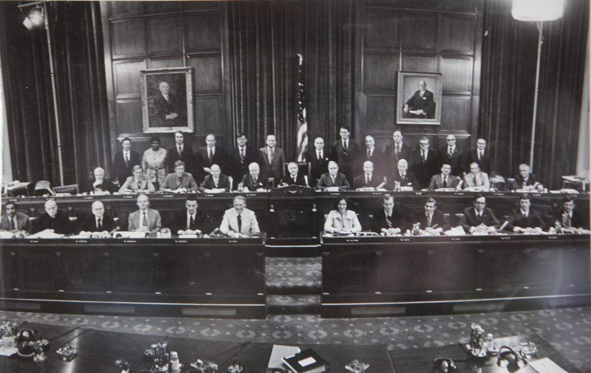 Illinois GOP Congressman Tom Railsback was one of six Republicans on the Judiciary Committee to vote to impeach Richard Nixon. Shown is a Judiciary Committee