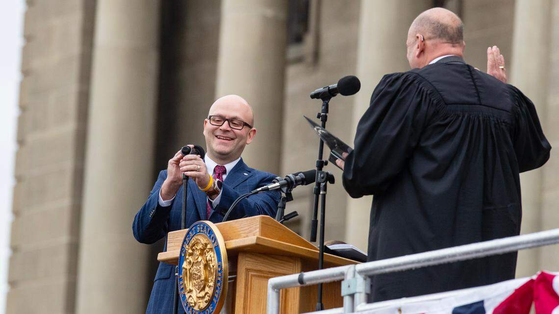 Idaho Secretary of State Phil McGrane is sworn in for office in January 2023. McGrane said that a noncitizen voting in an Idaho election is “very rare,” at around “10 thousandths of a percent.”