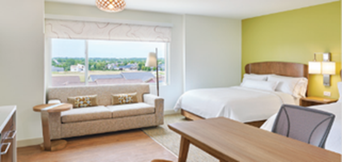 A total of 121 Element rooms will occupy floors eight through 14 in the new Marriott. The brand is designed for travelers staying for an extended period and includes amenities for long-term wellness, such as an expanded fitness center, said Jared Smith, principal of Pennbridge Lodging.