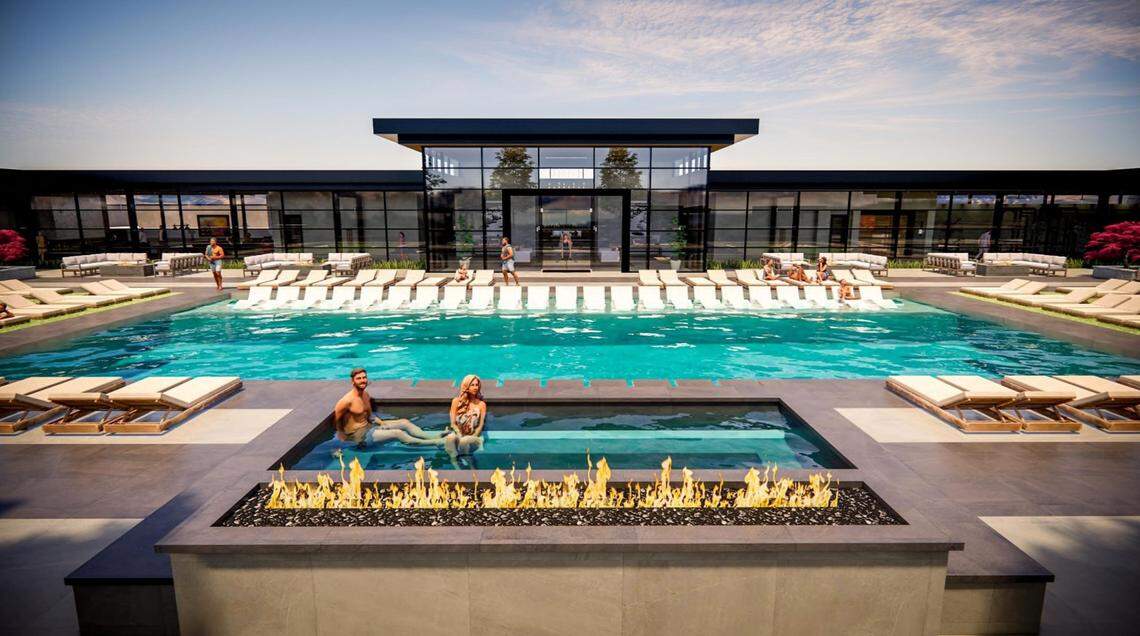 Hugh Crawford, of Center Cal, said the company is not yet marketing The Bridge apartments to future residents. The rendering shows a future pool that would be part of the apartment project.