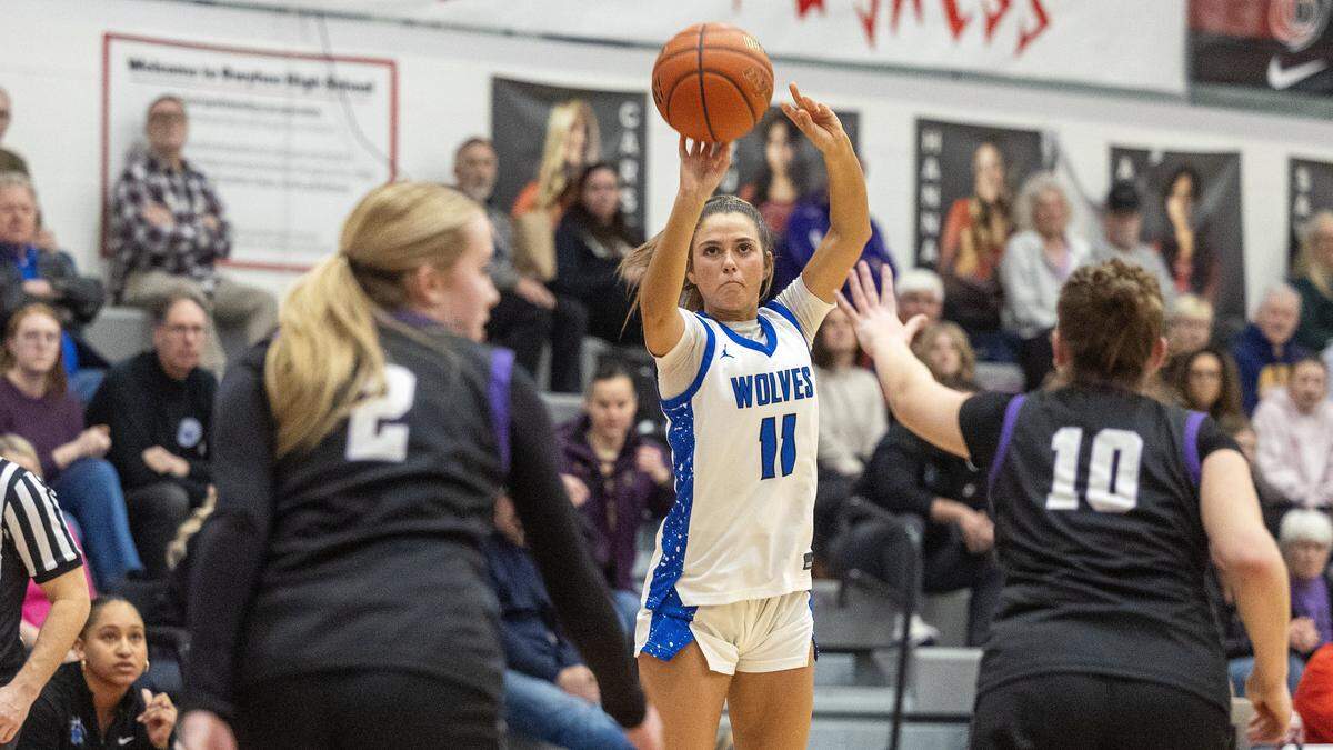 Timberline senior Gabi Iglesias makes a basket during their game against Rocky Mountain in the 6A District Three girls basketball tournament held at Owyhee High School, Tuesday, February. 10, 2026.