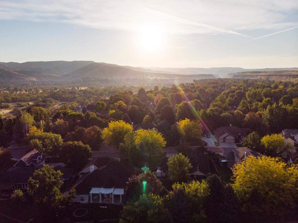 Trees begin to display their fall colors in the Surprise Valley neighborhood of Boise in October 2022.
