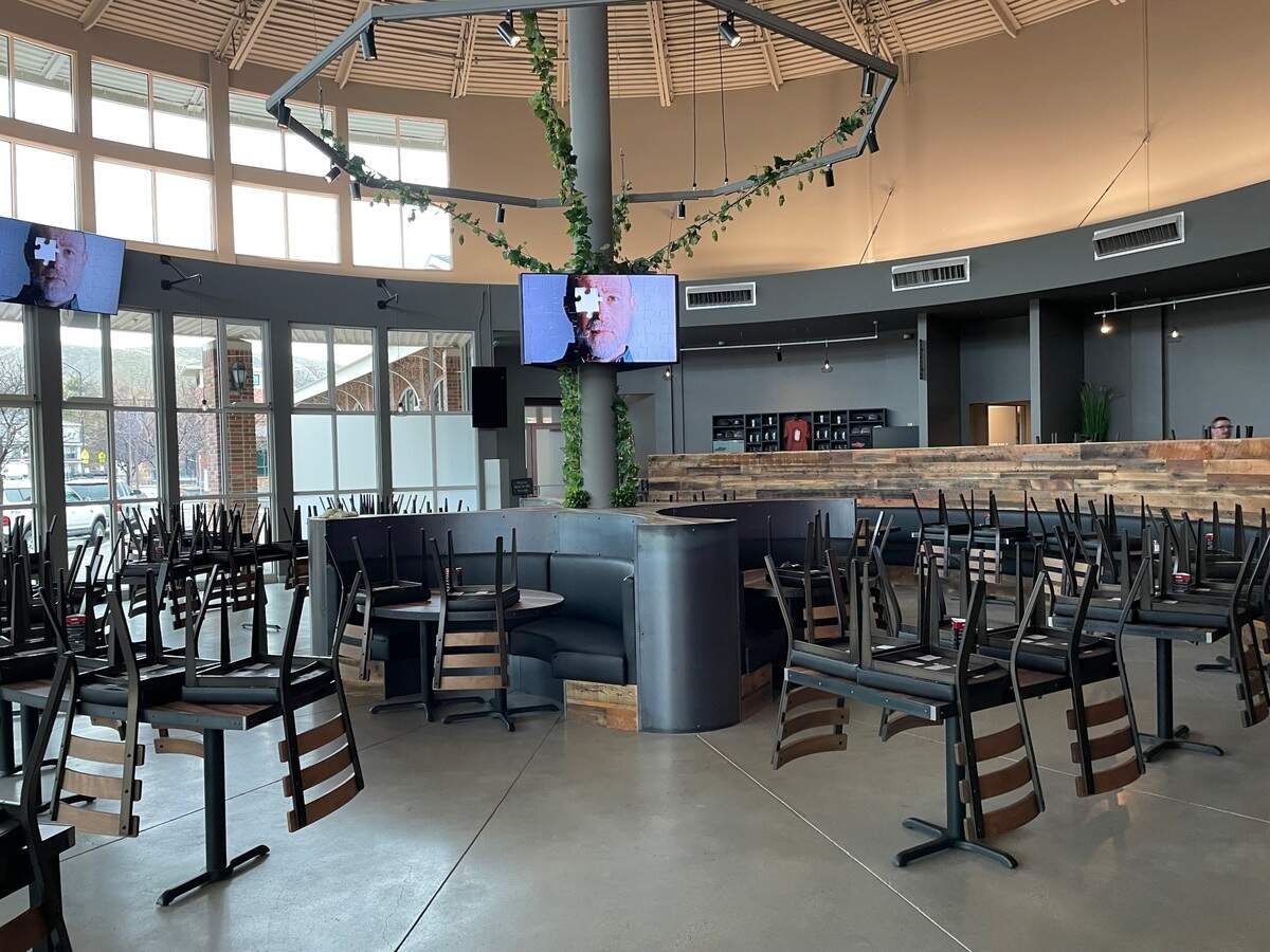 A large dining room sits in the middle of Sockeye Alehouse.