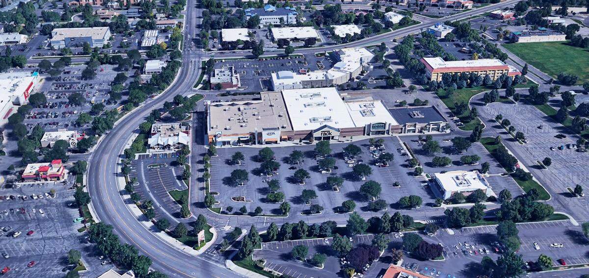 Businesses and parking lots line Milwaukee Street just west of Boise Towne Square in this image from Google Earth.