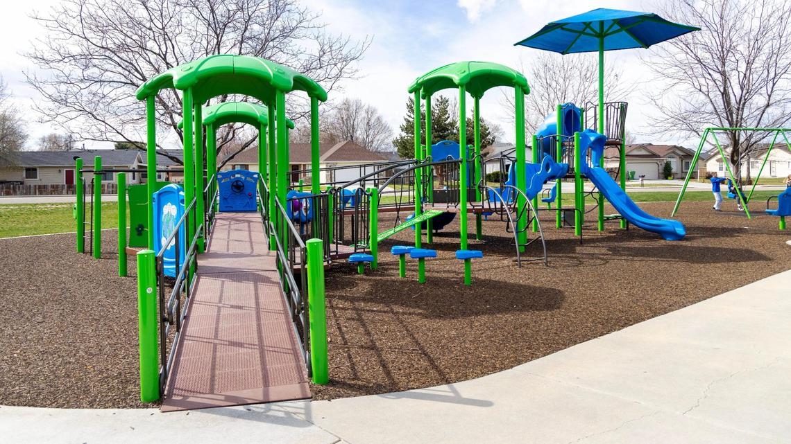 Meridian’s renovated Chateau Park was renovated to include activities for people with disabilities. According to the city, the old play structure equipment was donated and will be refurbished and sent to a developing country to use.