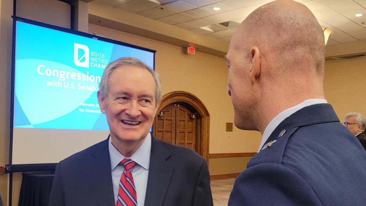 Sen. Mike Crapo is shown at a February Boise Metro Chamber luncheon in this file photo.