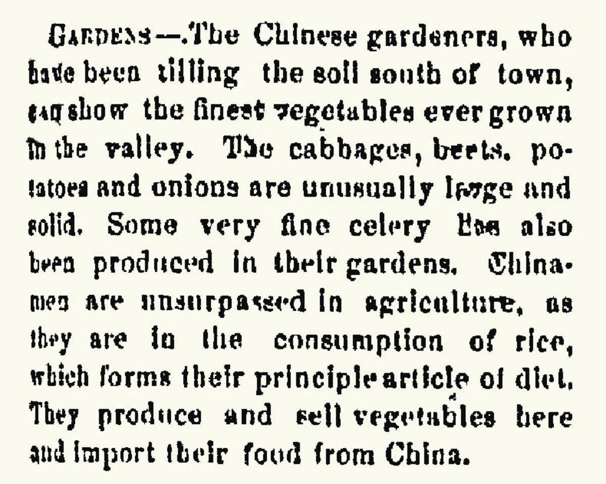 This brief and flattering “Gardens” was published Aug. 2, 1870, in the Idaho Tri-Weekly Statesman.