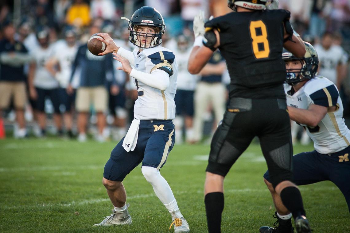 Middleton quarterback Dallas Hagler looks downfield for an open receiver at Bishop Kelly on Sept. 27.