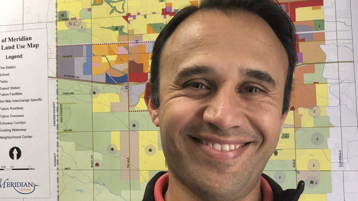Bill Truax, a developer and CEO of Galena Opportunity Capital, keeps a map of Meridian on the wall of his office in the Hoff Building in Downtown Boise.