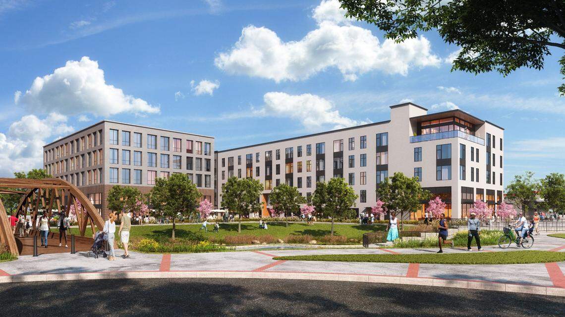DeChase Miksis Development broke ground on its  5-story, mixed-use apartment building with retail on the ground floor and apartments above.