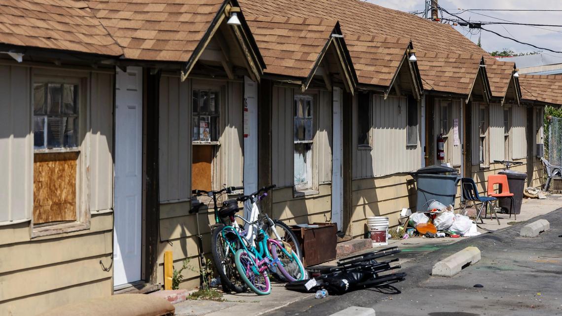Bicycles and a wheelchair sit outside of a room at Travelers Motel, at 5620 W. Fairview Ave., Boise. The city closed the motel after inspectors found unsafe living conditions.