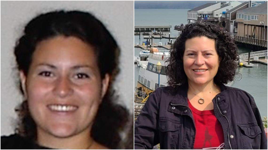 Ellie Somoza, a few months before the Sept. 11, 2001, attacks, left, and Somoza today.