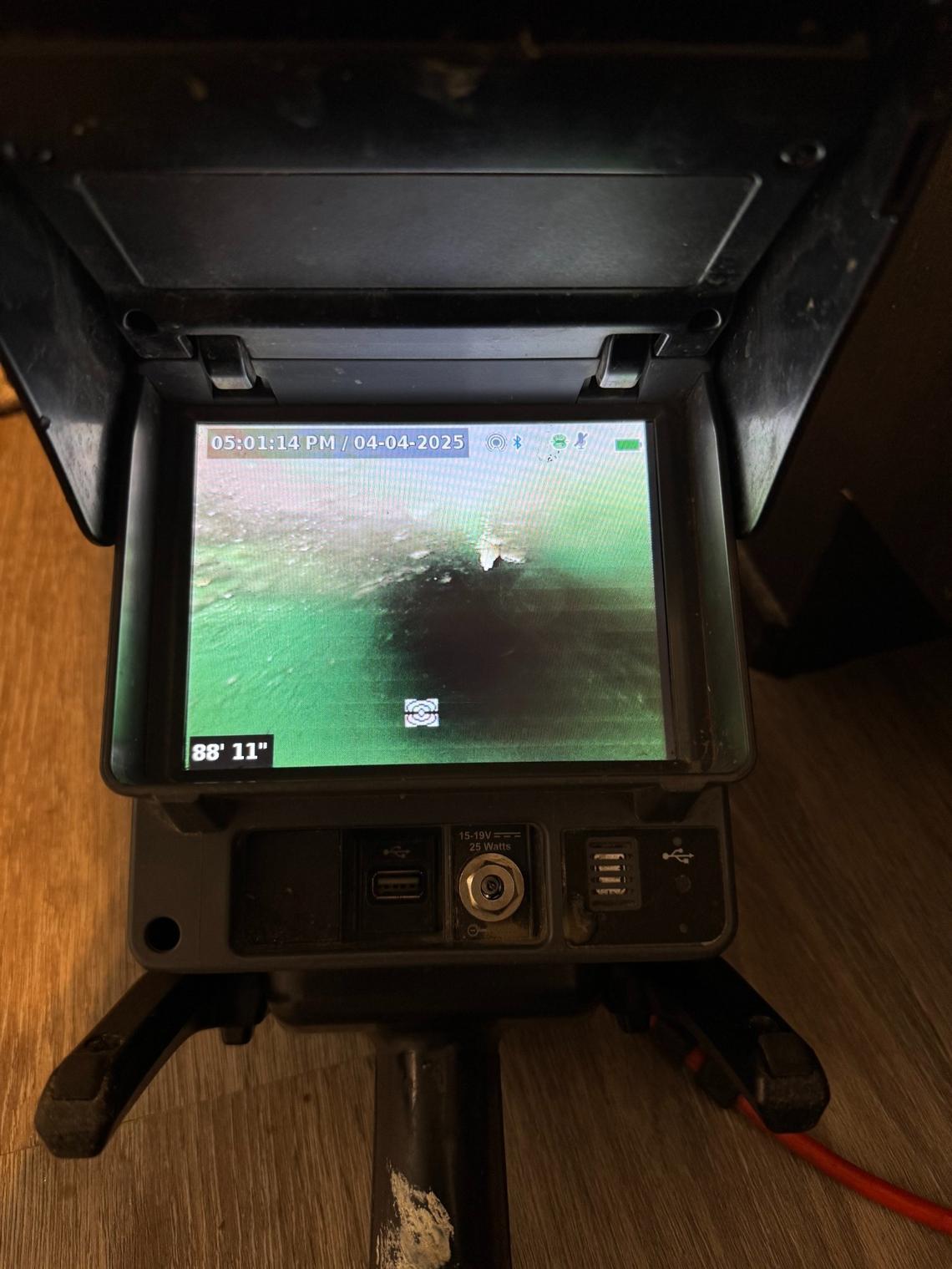 Noelle Storey’s lost engagement ring can be seen on this camera used by Plumbing Solutions of Idaho.