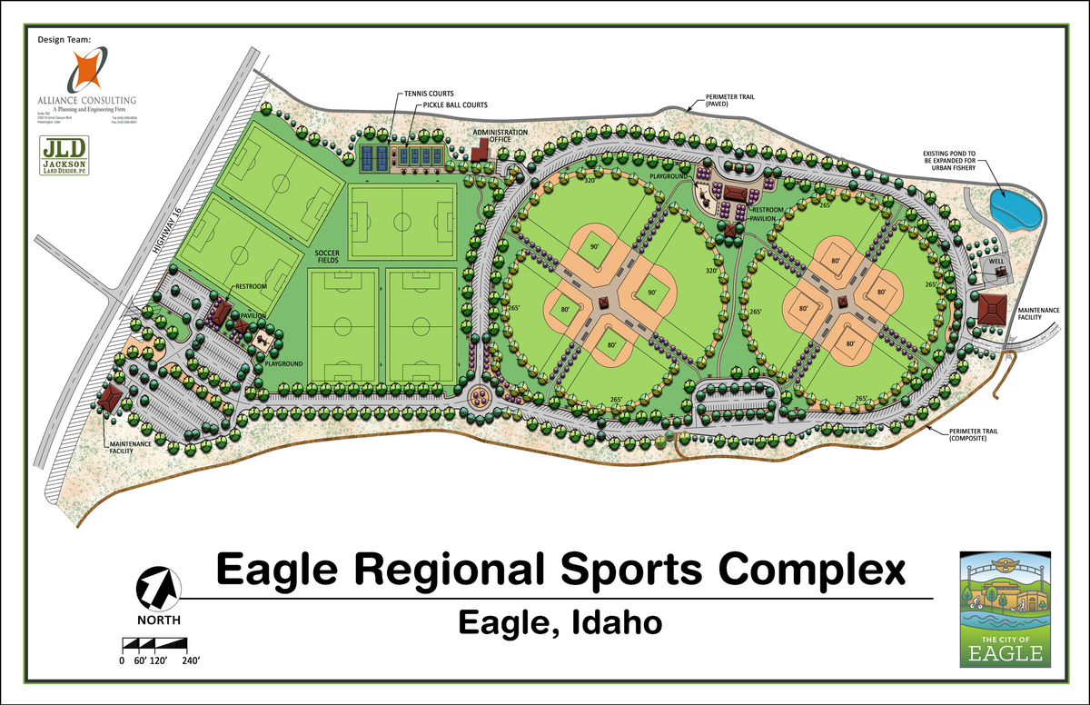 The new athletic park will be built in several phases, which began with clearing ground for access roads and commencing construction for four baseball fields