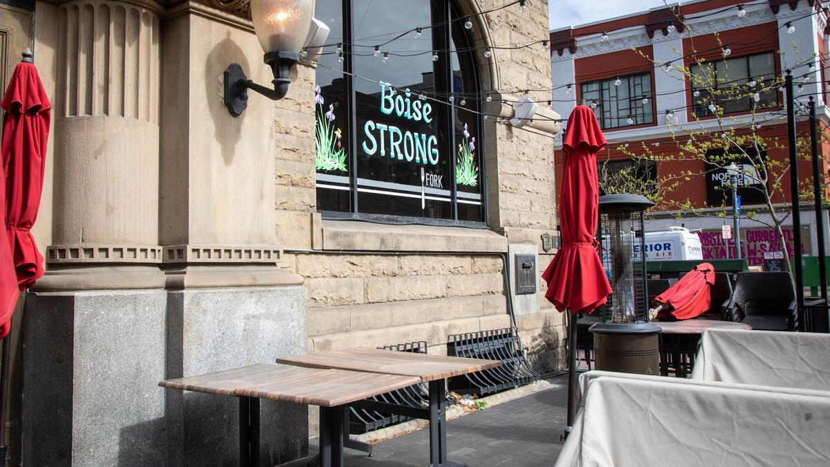 Its outdoor seating under covers, Fork restaurant in Downtown Boise is open only for take out orders. Restaurants are in the second stage of businesses that could open by May 16 in Gov. Brad Little’s tentative schedule.