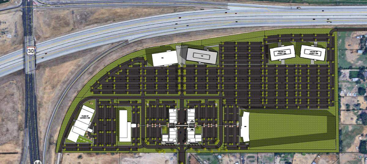 The proposed golf venue is in the bottom right of this artist’s rendering of the former corn-maze site at I-84 and Eagle Road.