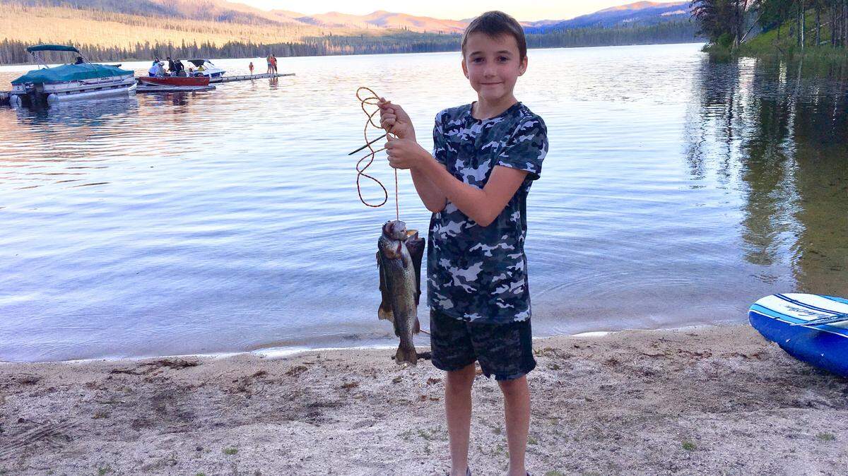 Young angler Devin Wiltse of Boise caught this nice stringer of trout at Warm Lake northeast of Cascade.