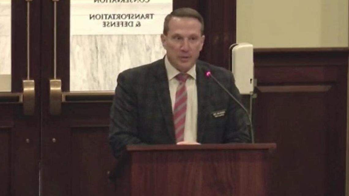 Idaho Rep. Jon Weber, R-Rexburg, on Wednesday, Jan. 27, 2021, presents a bill that would allow government agencies in Idaho to post legal notices on their websites instead of in newspapers.