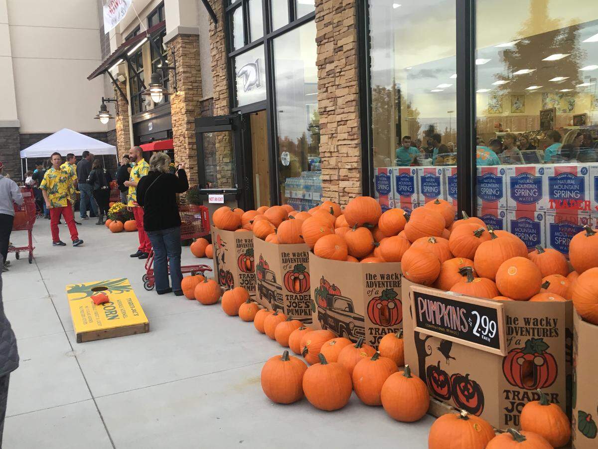 Pumpkins at Meridian Trader Joe’s on opening day on Thursday, Oct. 17, 2019. Photo by Steve Sinovic, Idaho Business Review.