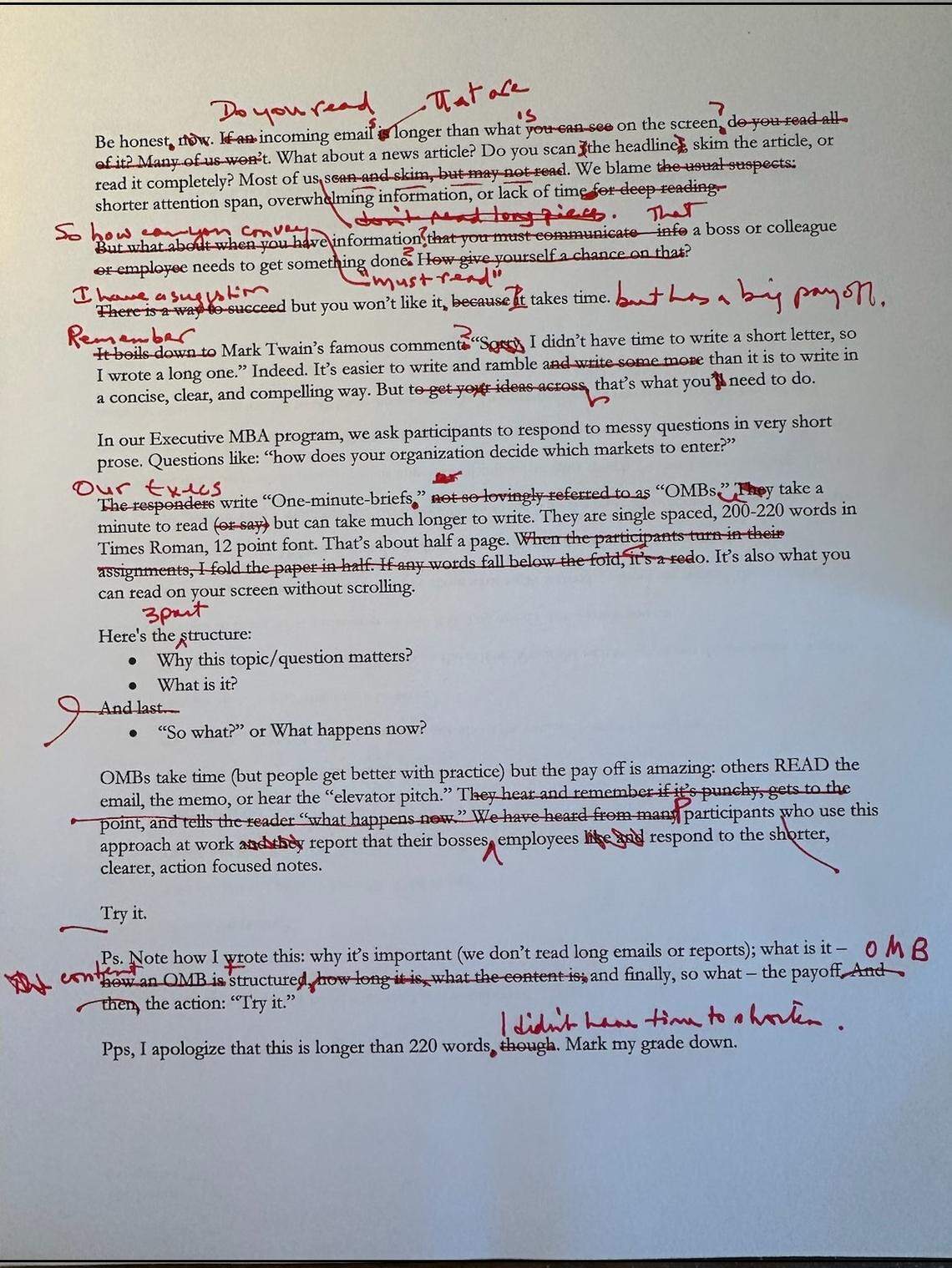 How Nancy Napier self-edited this column.