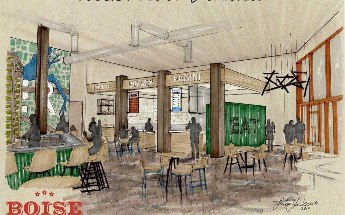 A rendering of the new public marketplace coming to the Boise Spectrum.