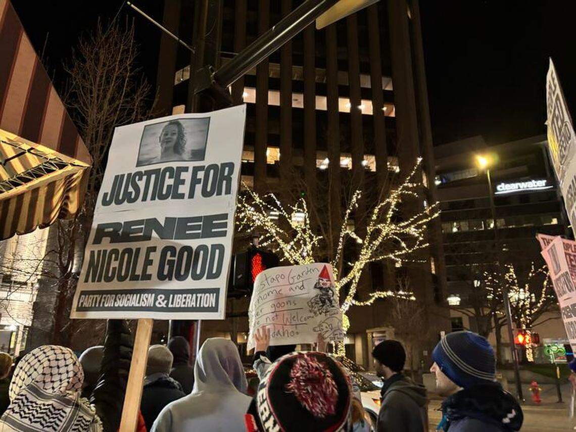 Hundreds marched through downtown Boise after a woman was shot and killed by a U.S. Immigration and Custom Enforcement agent in Minneapolis.