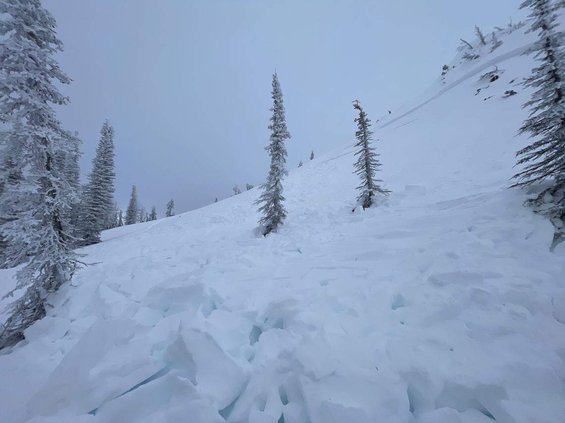 A photo from the Payette Avalanche Center shows the aftermath of the avalanche.
