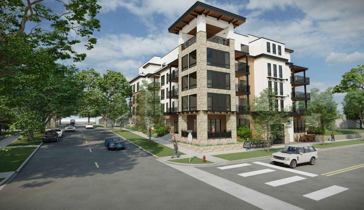 This five-story mixed-use building, with ground-floor office space and four stories of housing, is soon to be built at 1620 W. Bannock St.
