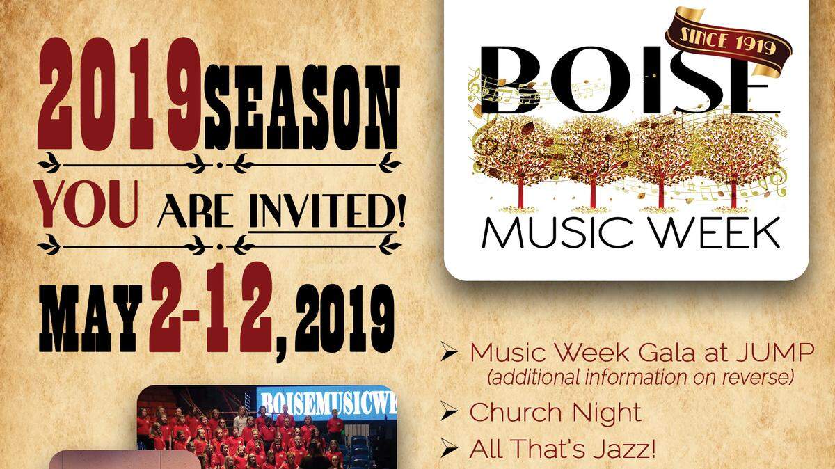 Boise Music Week’s 2019 lineup is on the “save the date” cards that the organization is distributing this week during Christmas performances at the Boise Towne Square.