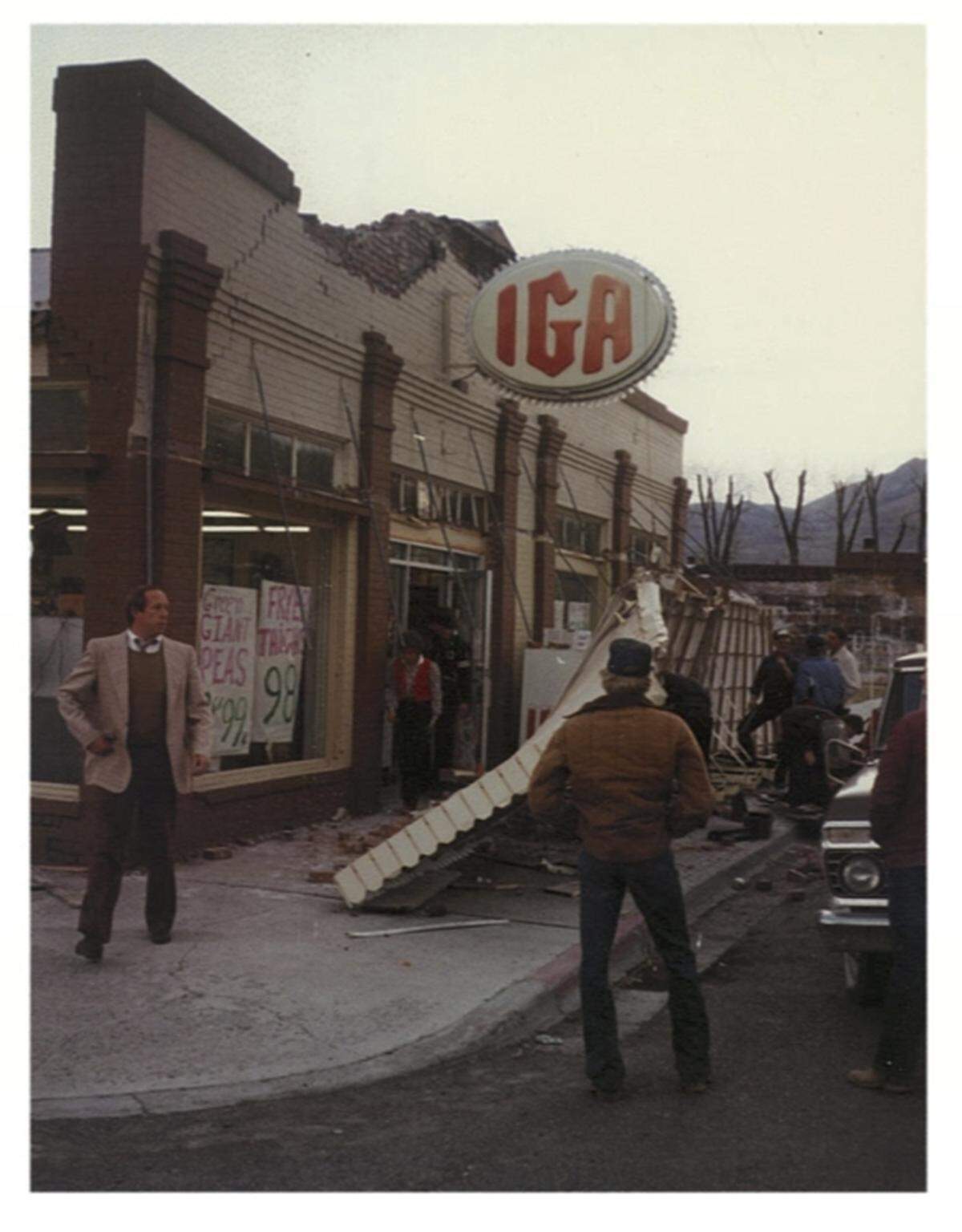 The IGA grocery store in Mackay was one of several buildings to sustain damage in the 1983 Borah Peak earthquake.