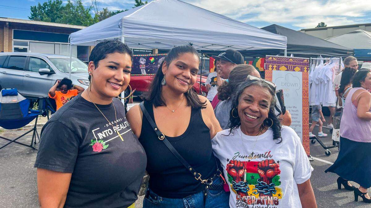 From left are Meridian Negilski, Claire-Marie Owens and Shari Baber, co-founders of the community center, at the Juneteenth Block Party.