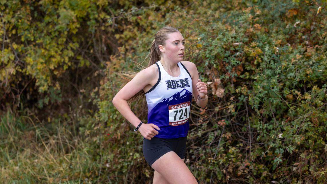 Rocky Mountain’s Hallie Heemeyer competes in the 6A state cross country meet last season at Eagle Island State Park. 
