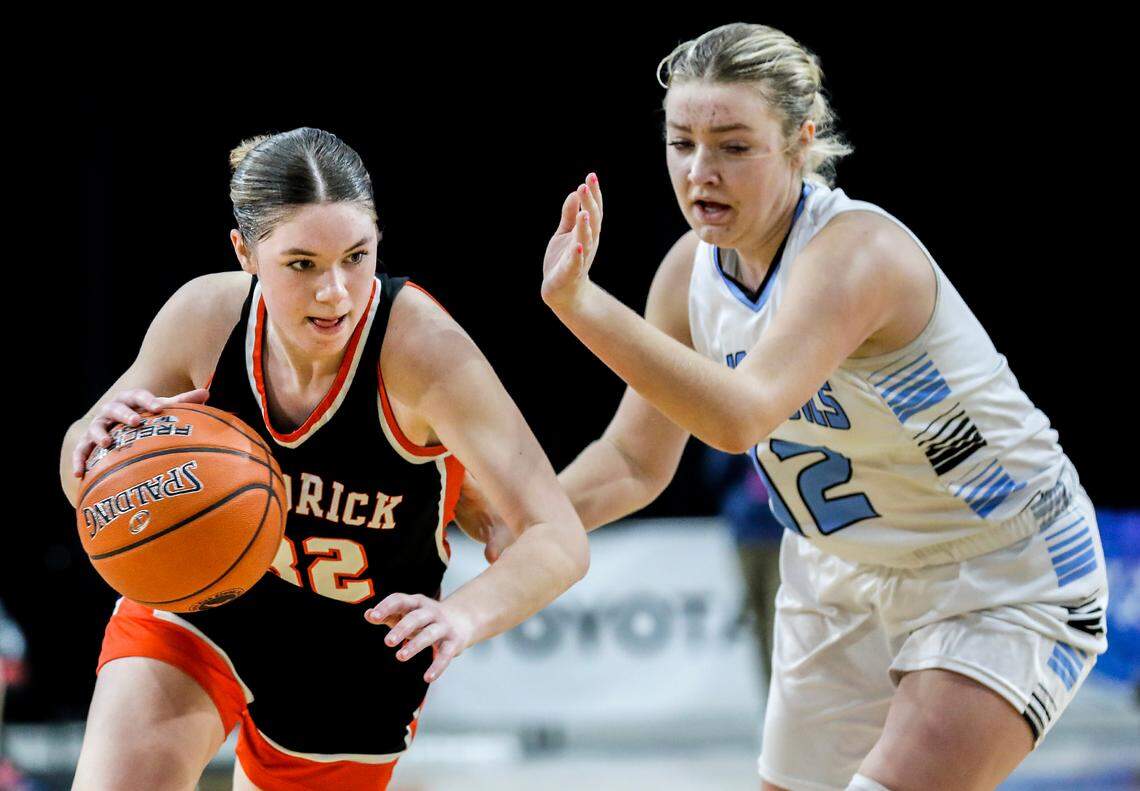 Kendrick senior Hailey Taylor, left, was voted the 1A Division II All-Idaho Player of the Year by the state’s coaches.