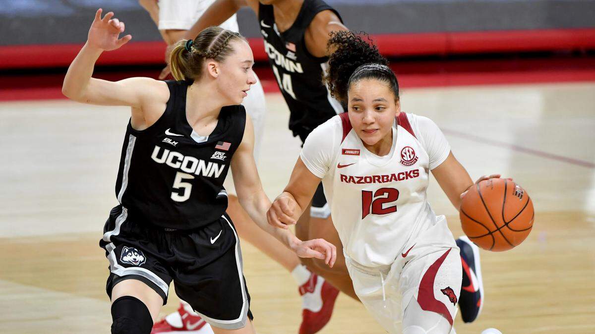 Mountain View High grad Destiny Slocum, right, will enter the WNBA Draft, which will air on April 15 on ESPN.