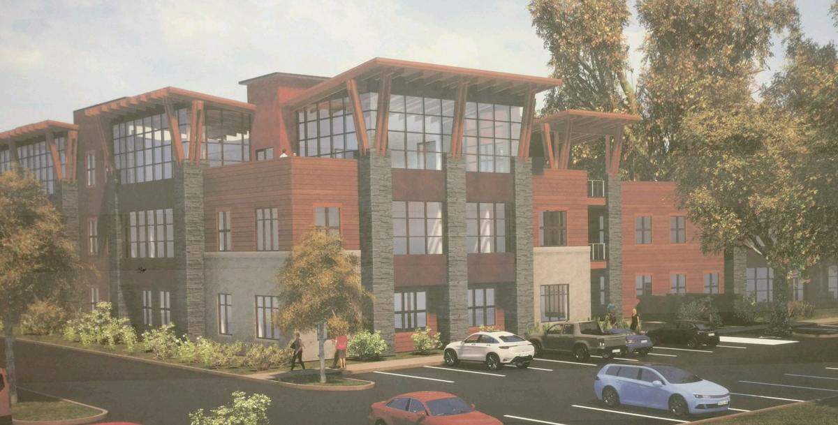 Conceptual design for the proposed new headquarters building for the Idaho Department of Fish and Game. The building would replace the existing headquarters at 600 S. Walnut St., built in 1965.