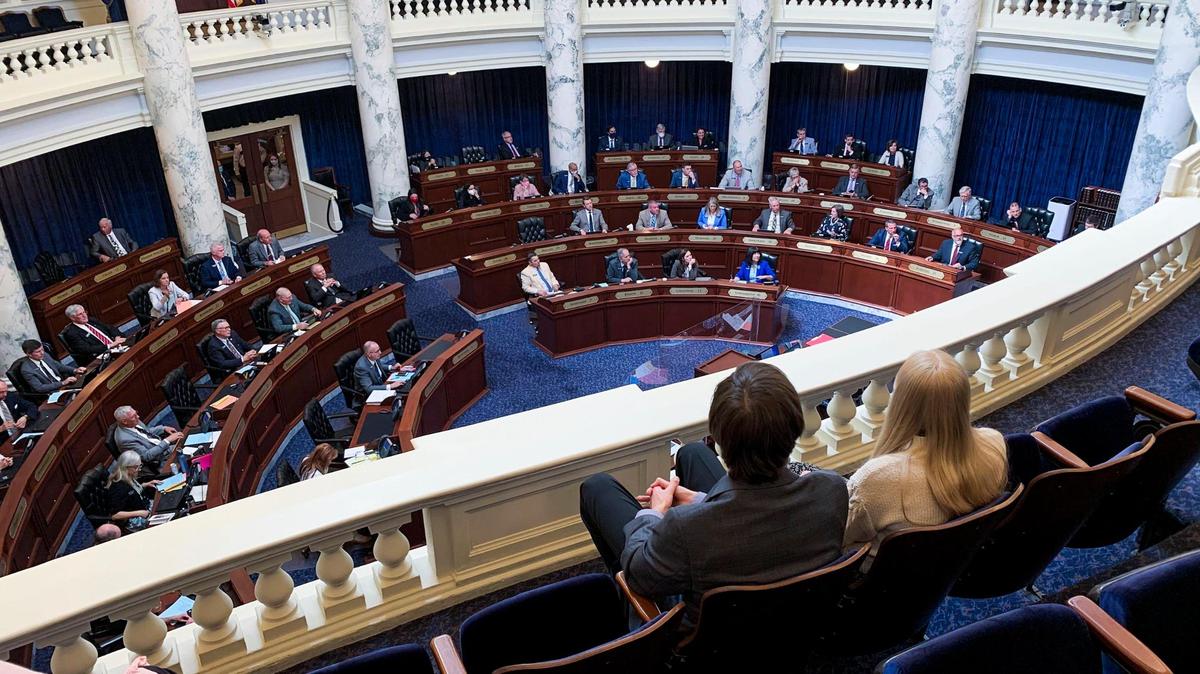 People in the House gallery listen as the representatives vote to extend the 2021 Legislative session with a recess to September, just after reconvening from a weeklong recess in May at the Statehouse in Boise.