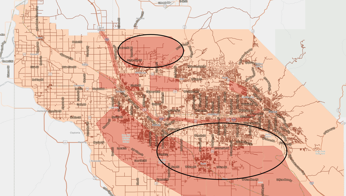 This map depicts roughly where Compass and ITD are studying for future high-speed east-west corridors.