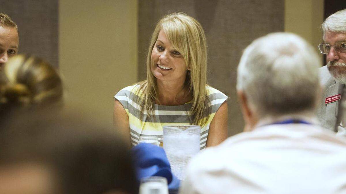 Idaho Superintendent of Public Instruction Sherri Ybarra with school superintendents in August 2015.