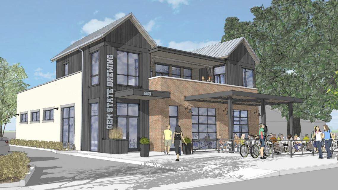 An architectural rendering of the planned Gem State Brewing Company.