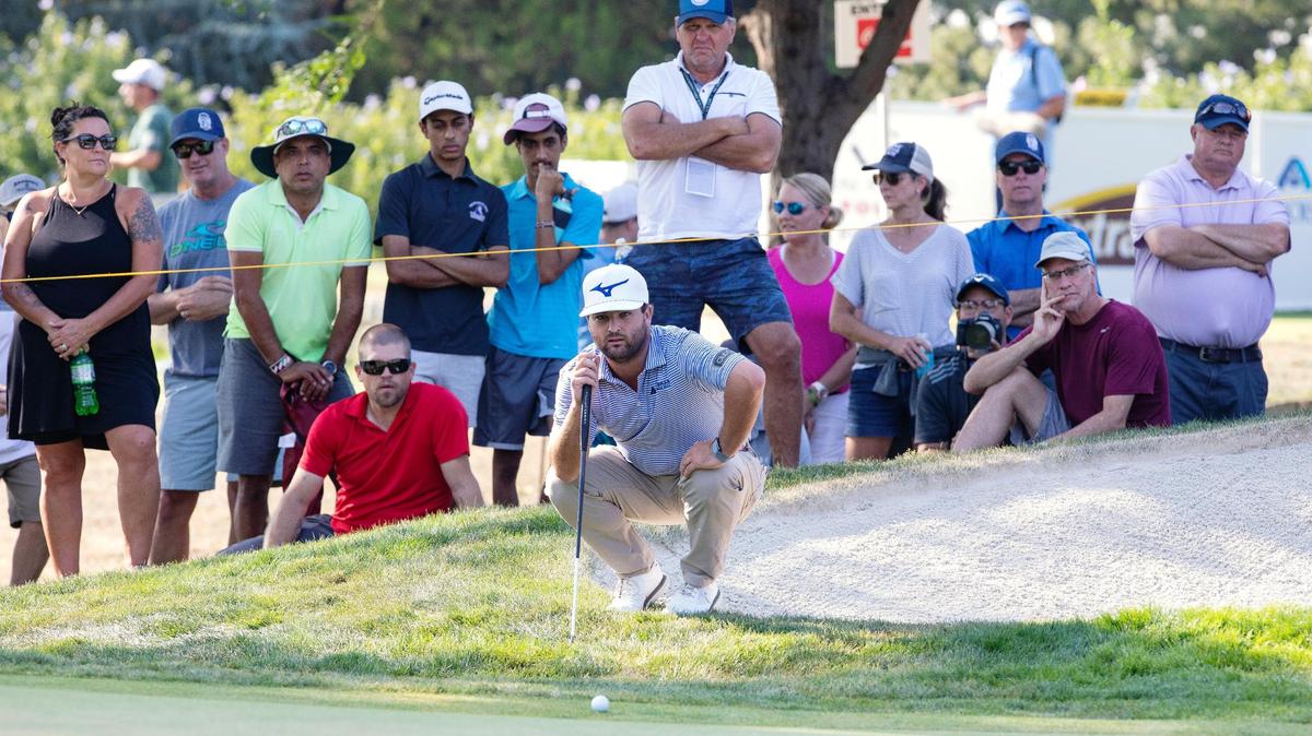 Albertsons Boise Open fans watch as eventual champion Greyson Sigg lines up a putt on No. 13 at Hillcrest Country Club in last year’s final round.