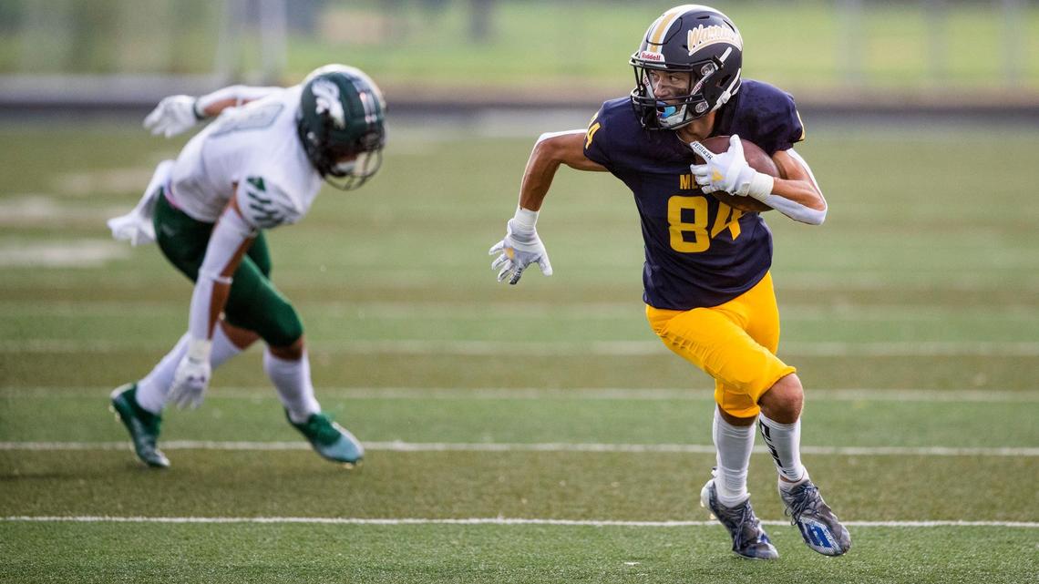 Meridian wide receiver Tyson Acree breaks free from an Eagle defender for a touchdown last week at Meridian High.