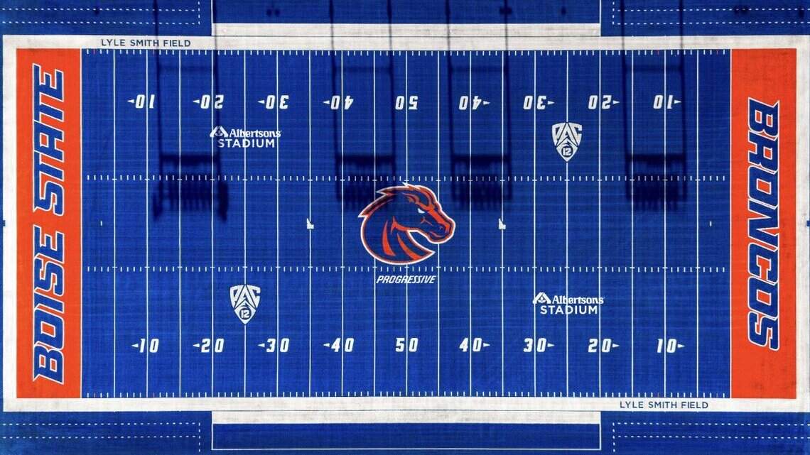 Bronco head at Albertsons Stadium to be accompanied by a corporate sponsor