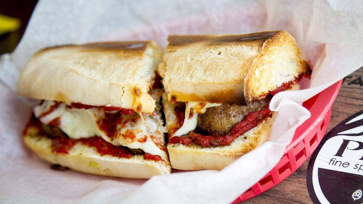 The meatball and cheese grinder with tomato sauce was a standout at Pino’s Fine Spirits and Grinders.